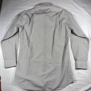 Paul Fredrick Slim Fit Dress Shirt 15.5 33 White Black Stripe Non Iron Cotton